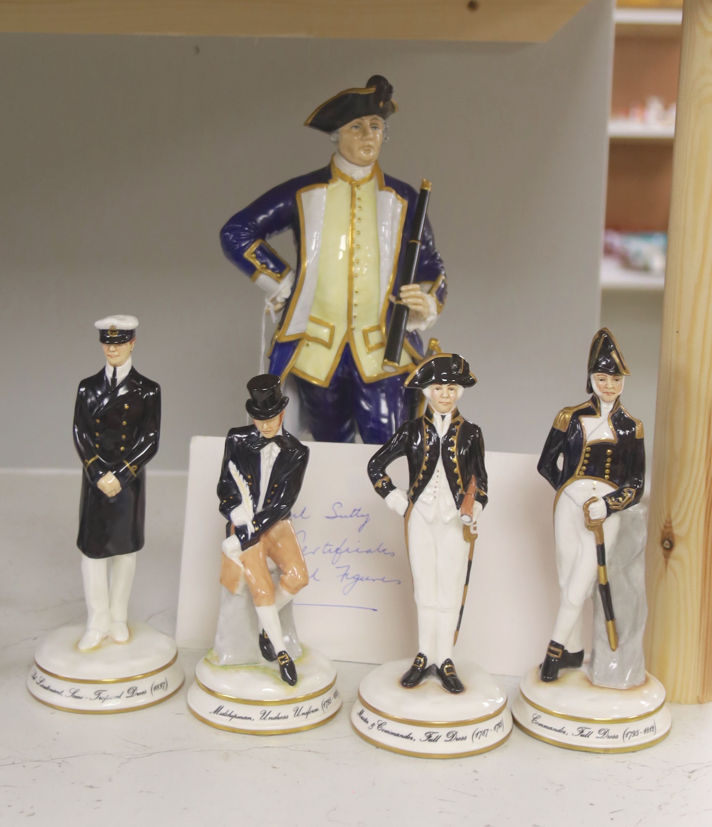Five limited edition ceramic figures by Michael Sutty, comprising 'Master and Commander Full Dress 1787-1798'